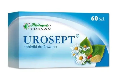 Opakowanie Urosept, tabletek drażowanych. Czy można pić alkohol podczas kuracji? Sprawdź ulotkę.