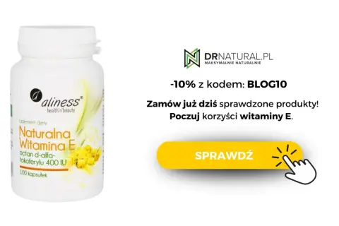 Opakowanie suplementu diety Naturalna Witamina E. Poczuj korzyści witaminy E.