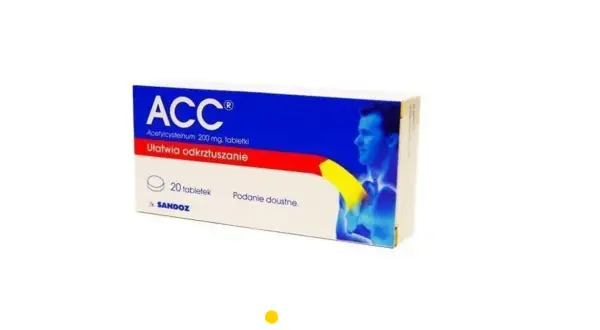 Opakowanie ACC Optima 200 mg. Pytanie: acc optima czy można pić alkohol? Lek ułatwia odkrzuszanie.