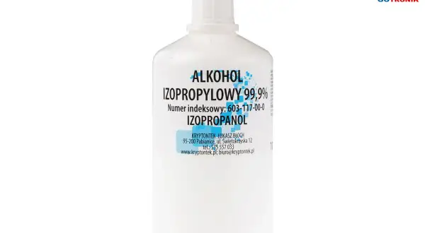 Butelka alkoholu izopropylowego 99,9%. Nie, czy alkohol izopropylowy można pić, jest to środek chemiczny.