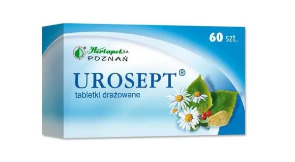 Opakowanie Urosept, tabletek drażowanych. Czy można pić alkohol podczas kuracji? Sprawdź ulotkę.