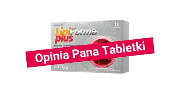 Opakowanie suplementu diety LipiForma plus, zawierającego tabletki na cholesterol.