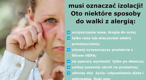 Dziewczyna z zaczerwienionym okiem i opuchniętą skórą, pocierająca oko ręką.