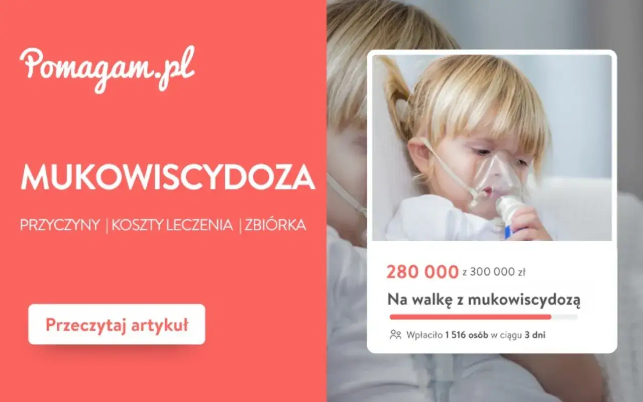 Dziecko z maską tlenową, walczy z mukowiscydozą. Poznaj objawy i koszty leczenia.