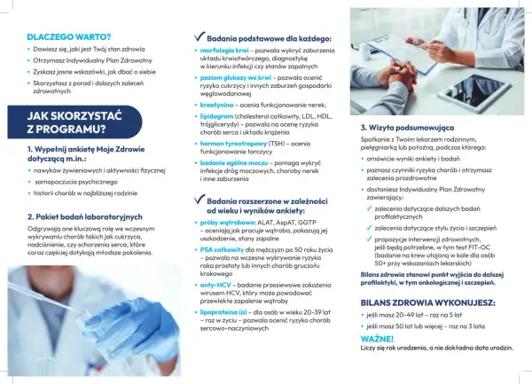 Lekarz i pacjent analizują wyniki badań laboratoryjnych na tablecie.
