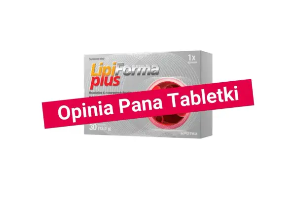 Opakowanie suplementu diety LipiForma plus, zawierającego tabletki na cholesterol.